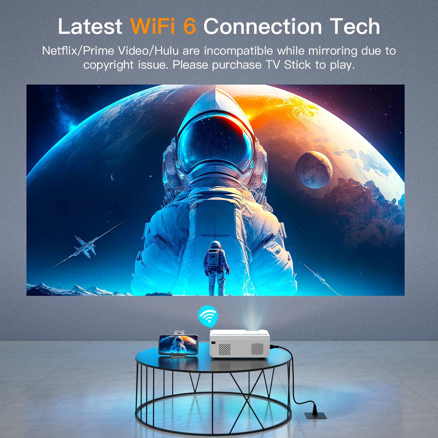 VOPLLS 4K Native 1080P Projector – iOS, Android, TV Stick & PPT Compatible
