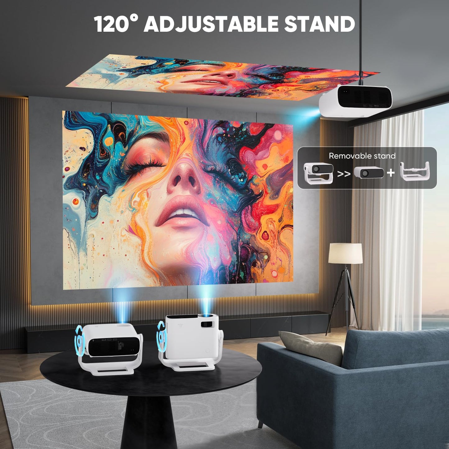 Wielio 2025 1080P Projector – iOS, Android & PS5 Compatible, Auto Keystone, Portable