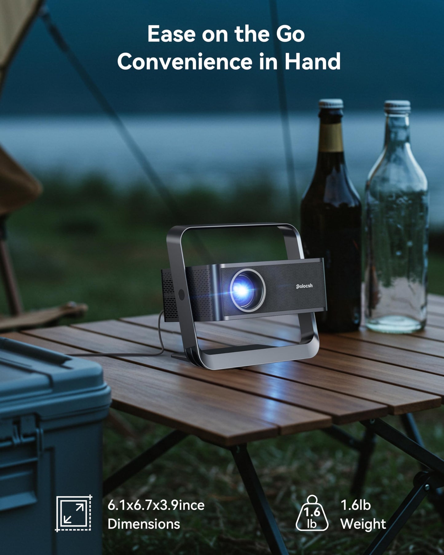 Polocsch P7 1080P Mini Projector – Portable Home Cinema, WiFi 6, Bluetooth