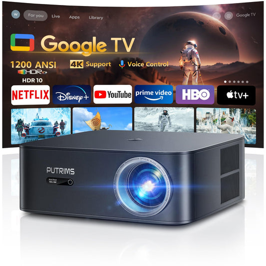 PUTRIMS K12 4K Smart Projector – 1300 ANSI, Auto Focus, WiFi6