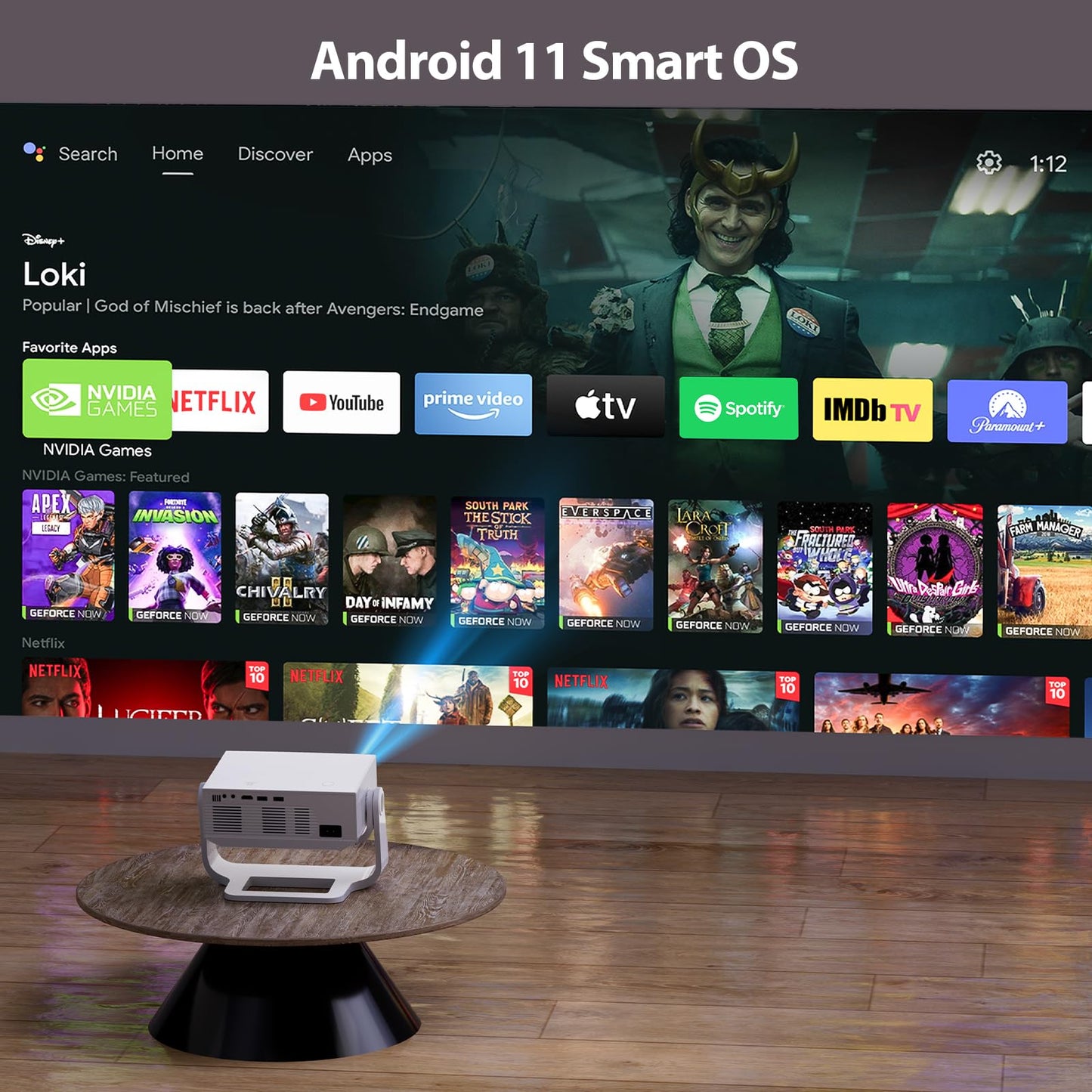 Wielio Smart Projector – 1080P FHD, 4K Supported, WiFi 6 & Bluetooth, Auto Keystone