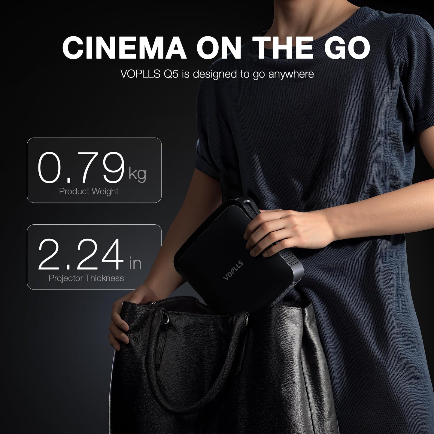 VOPLLS Q5 1080P Mini Projector – 4K Supported, WiFi & Bluetooth, Home & Outdoor Cinema