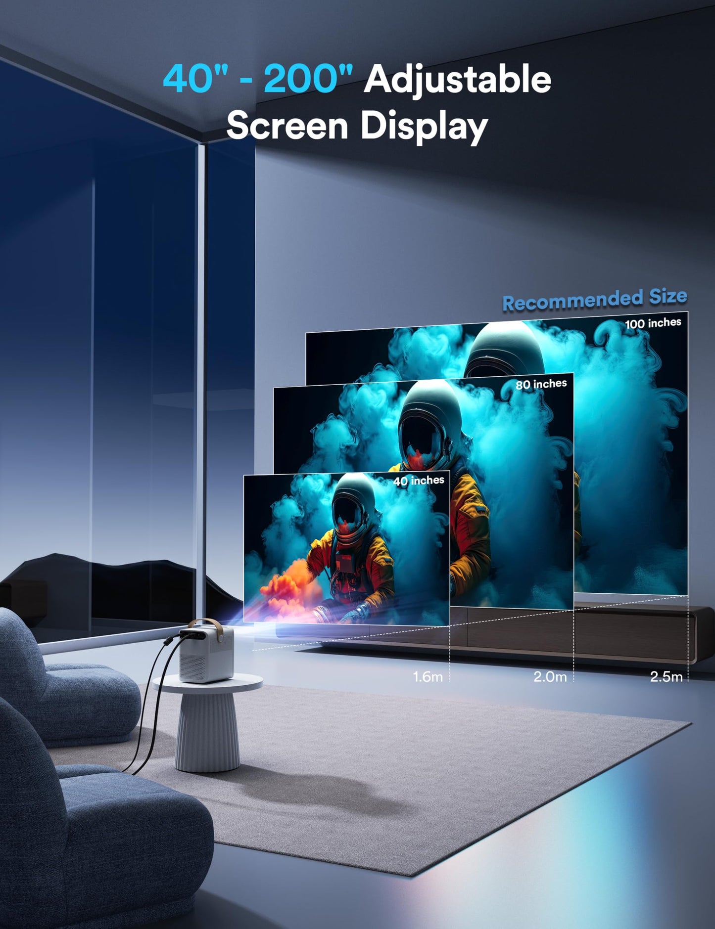 WOLFANG WP01 4K Portable Projector – 1080P, WiFi 5G & Bluetooth, Home Theater