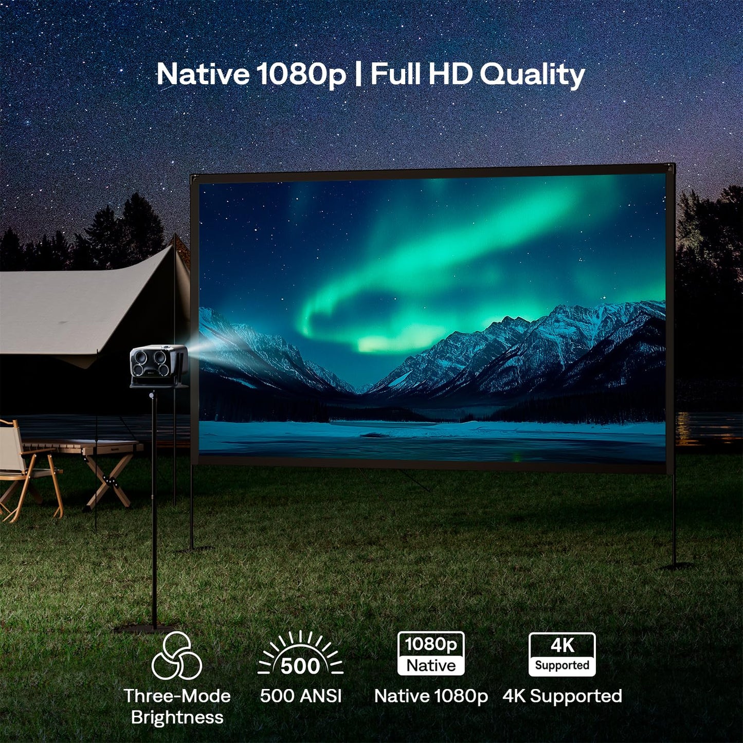 Aurzen BOOM Mini 1080P Smart Projector – 4K, Auto Focus, Dolby Audio