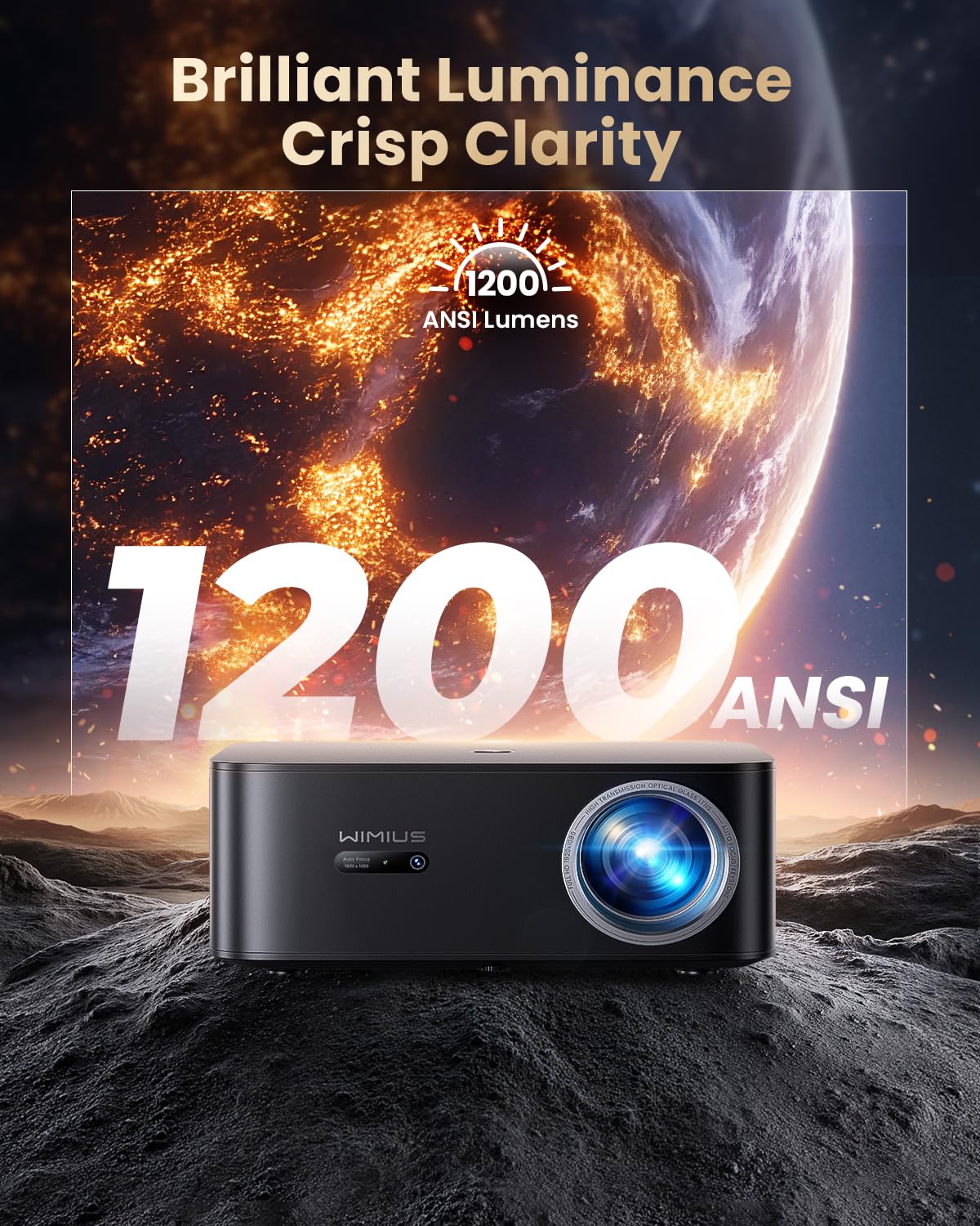 WiMiUS K13 4K Projector – Full HD 1080P, Auto Focus, Home & Outdoor Cinema