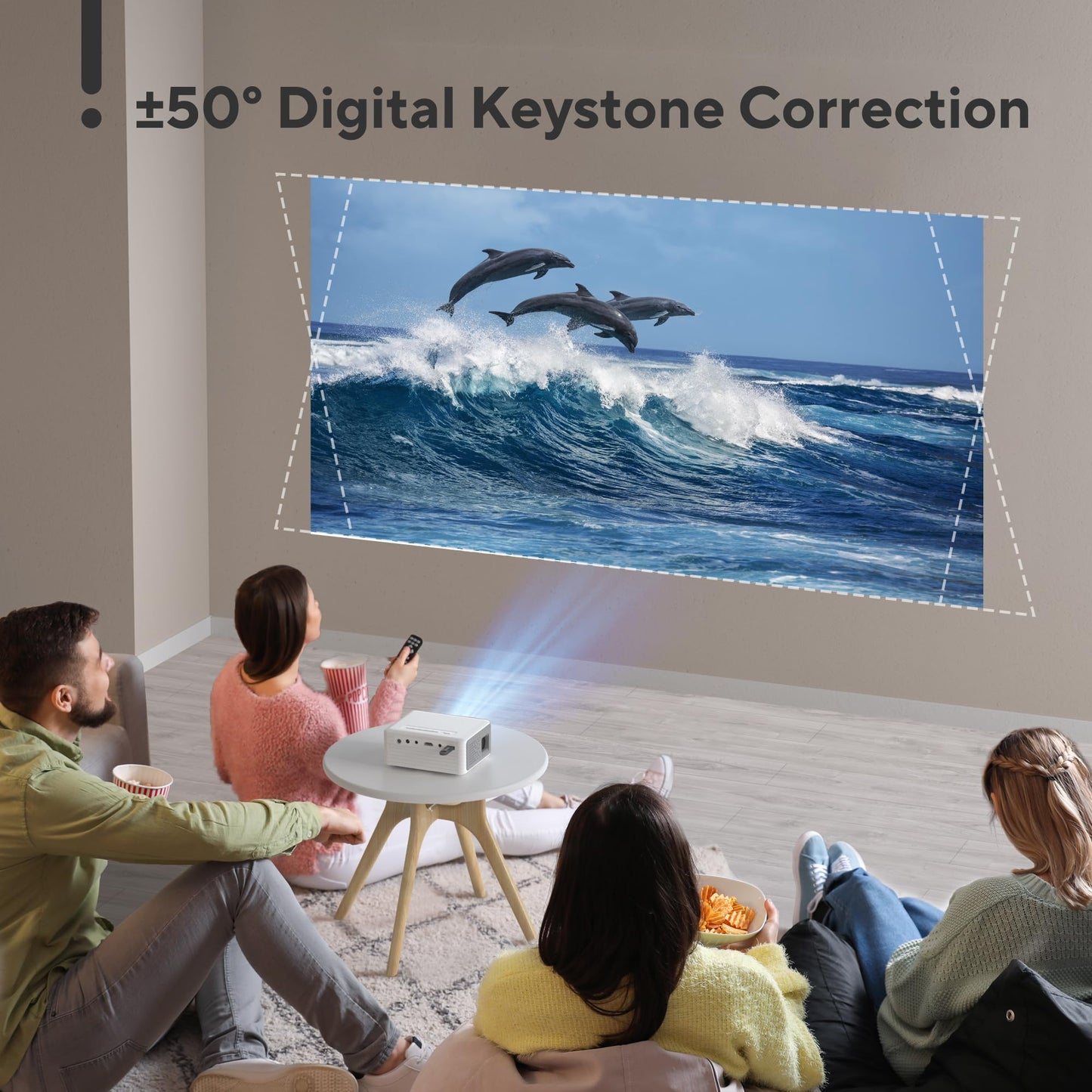 AKIYO O1 Projector | ±50° Keystone, iOS/Android/TV Stick/HDMI/USB/Console Compatible