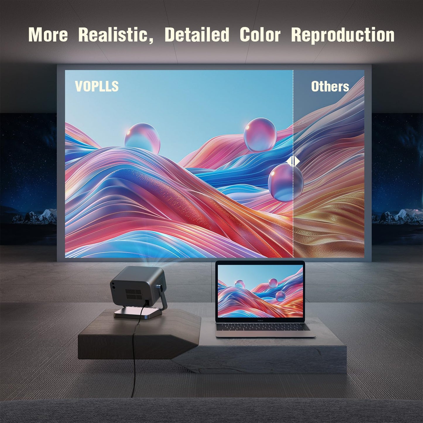 VOPLLS 4K Projector | WiFi 6, Bluetooth 5.2, Full HD 1080P, Portable