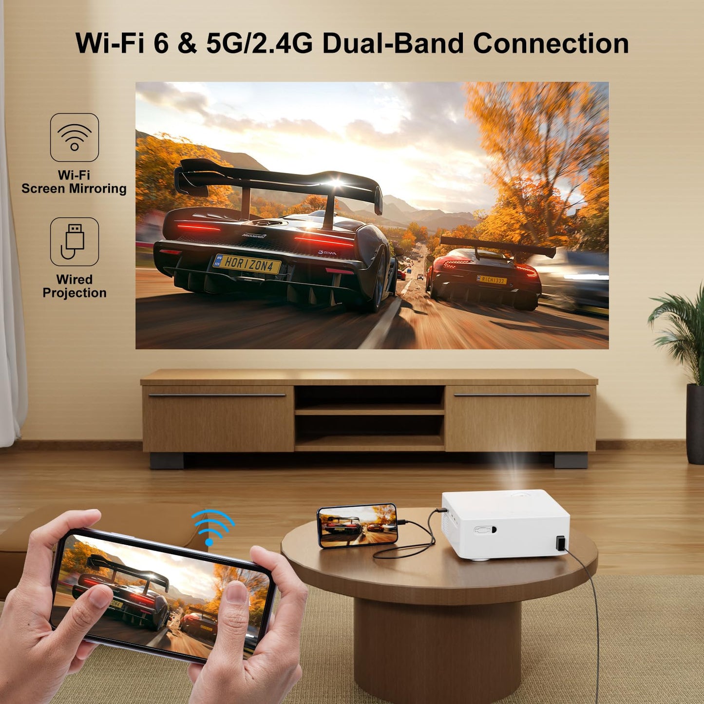 VISULAPEX 1080P Projector – 4K Supported, HiFi Audio, Home & Outdoor Cinema