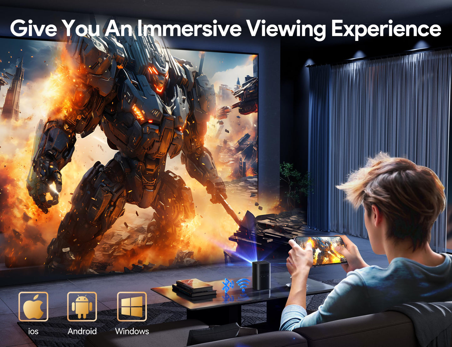 Osoeri 4K Smart Projector – Indoor & Outdoor Cinema, Auto Focus, Bluetooth