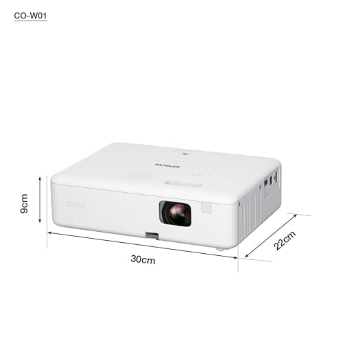 Epson CO-W01 WXGA Data Projector, 3,000 ANSI Lumens, 3LCD, Portable Business & Home Presentation Projector – Black
