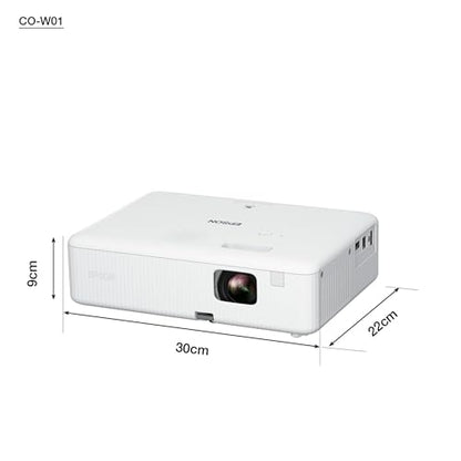Epson CO-W01 WXGA Data Projector, 3,000 ANSI Lumens, 3LCD, Portable Business & Home Presentation Projector – Black