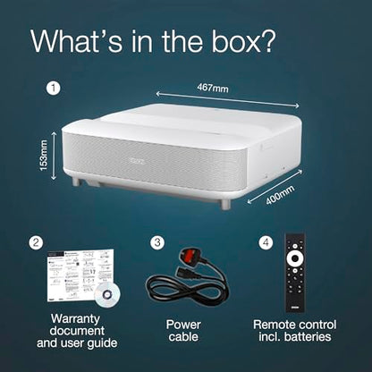 Epson EH-LS650W 4K Ultra Short Throw Projector – 3600 Lumens, Smart TV