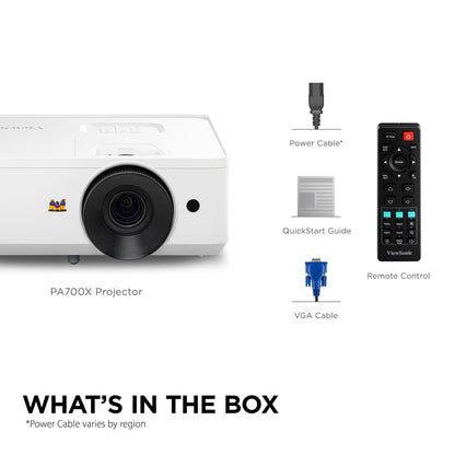 ViewSonic PA700X XGA Projector | 4500 Lumens, 60Hz, 1.1x Optical Zoom, HDMI/VGA/USB, Professional Office & Classroom Projector