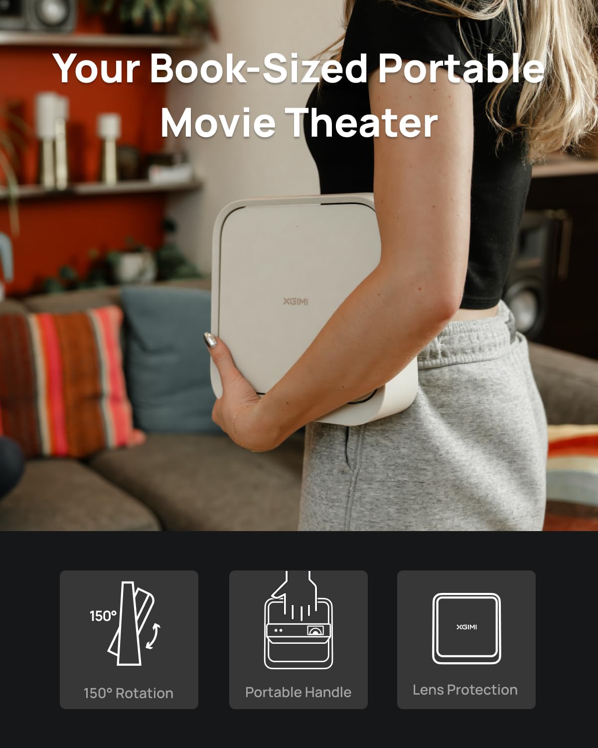 XGIMI Elfin Flip 1080P Projector | WiFi, Bluetooth, Adjustable Stand