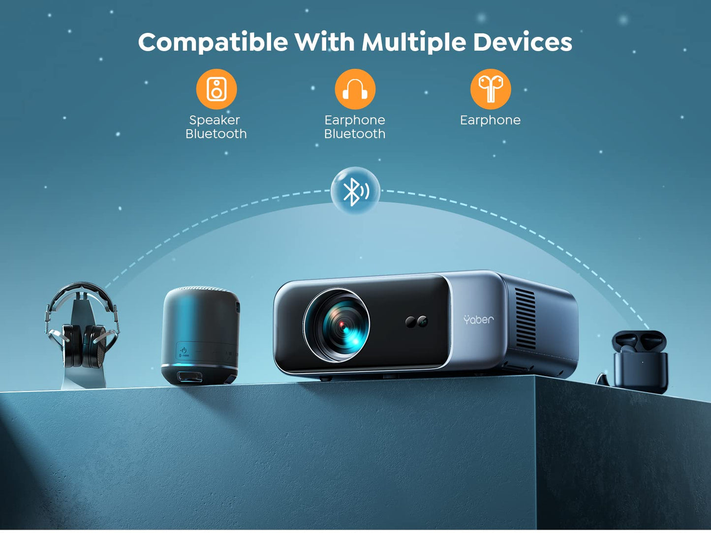 YABER Pro V9 Projector | 4K Supported, 6D Keystone, Home Cinema for Bedroom