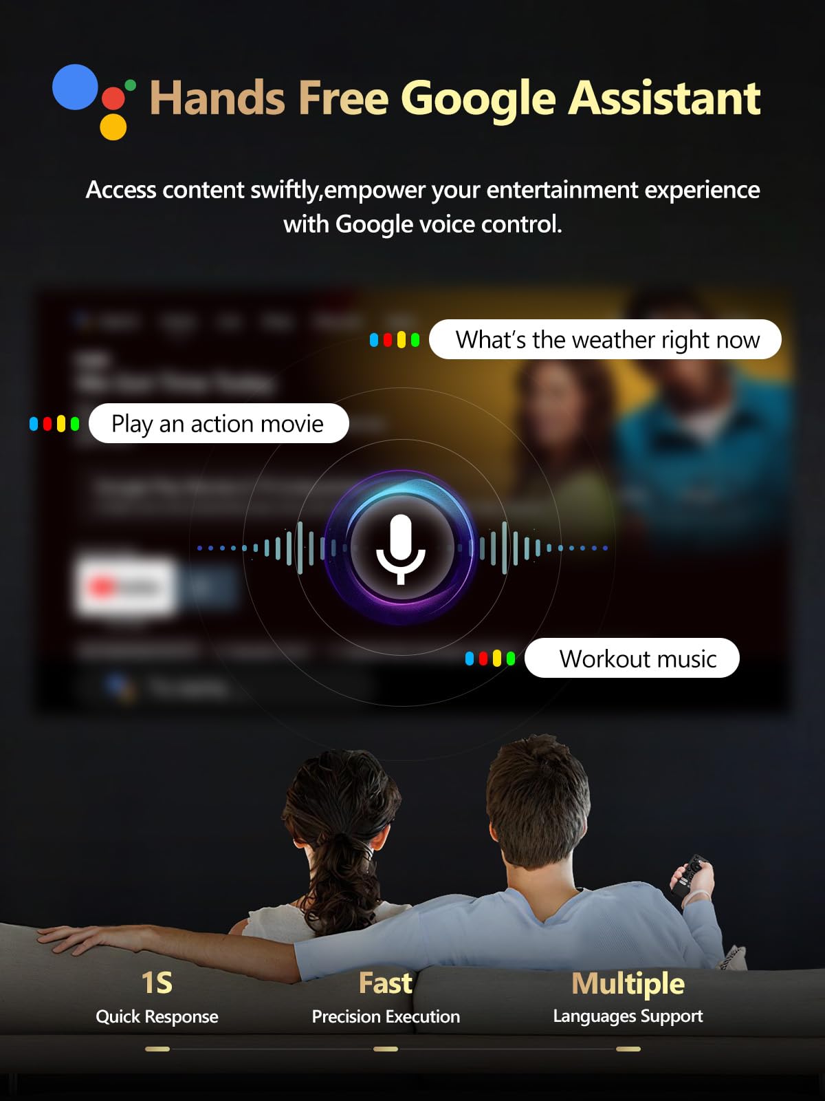 ZCGIOBN 4K Smart Projector | Google TV Certified, 1800ANSI Lumens, Dolby Audio, Auto Focus, WiFi6 & Bluetooth, HDMI ARC, NFC