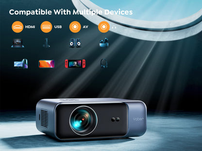 YABER Pro V9 Projector | 4K Supported, 6D Keystone, Home Cinema for Bedroom