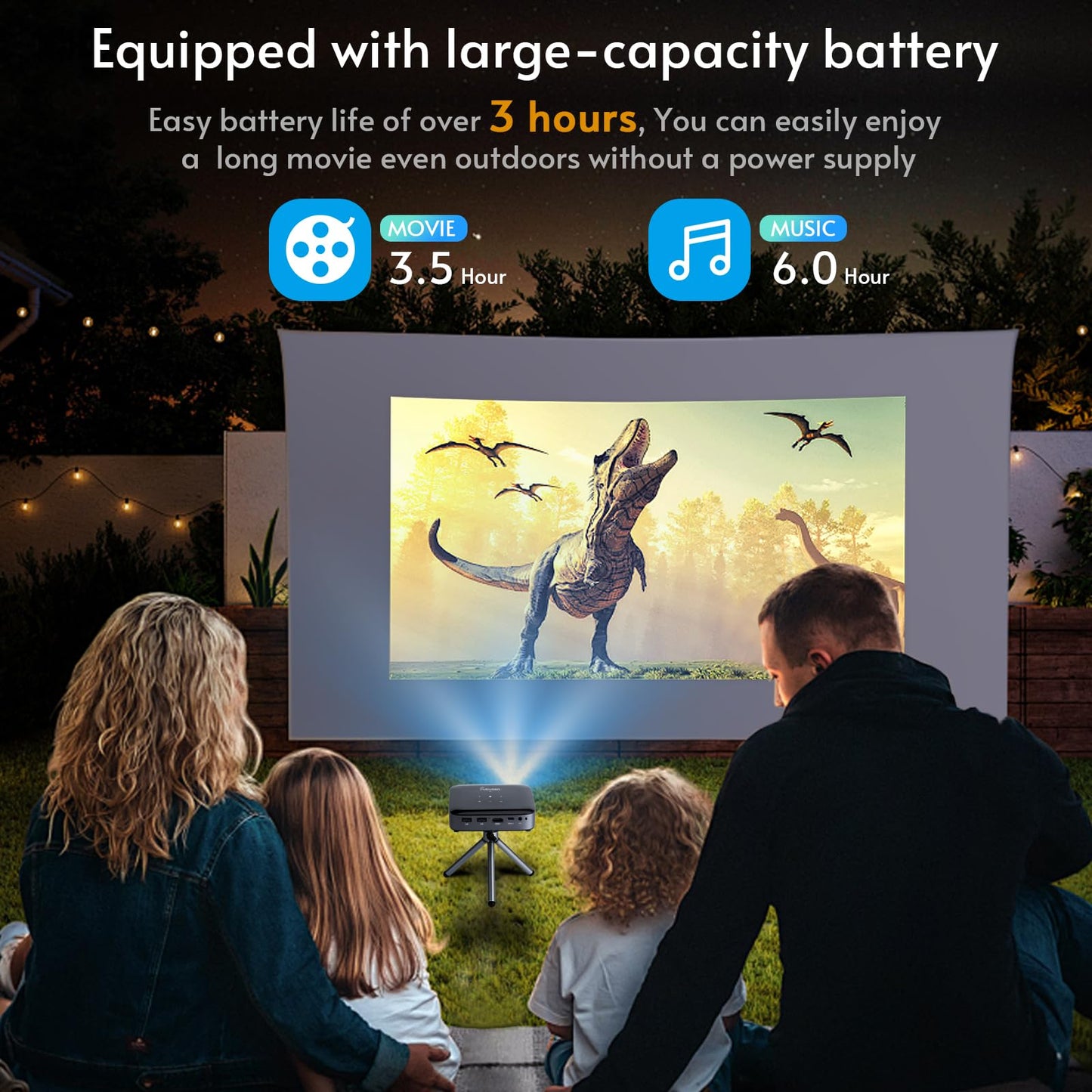 Futuzen O1 PRO Mini Projector – 4K, Built-in Battery & Speaker
