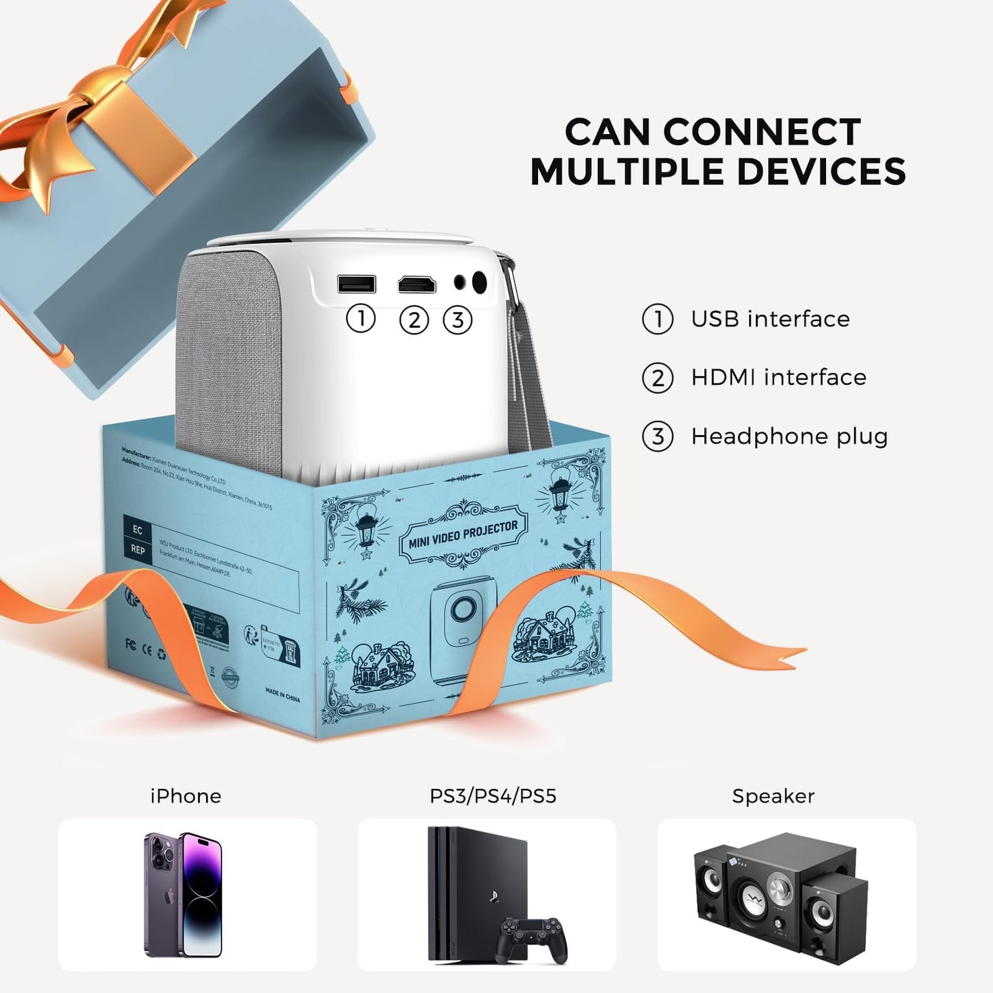 ONOAYO AY2Pro Mini Projector – 1080P, 550 ANSI, WiFi & Bluetooth