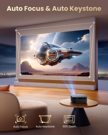 WiMiUS K13 4K Projector – Full HD 1080P, Auto Focus, Home & Outdoor Cinema