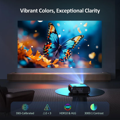 NexiGo PJ40 Gen 3 Projector | Native 1080P, 4K Supported, WiFi & Bluetooth, 20W Speakers, D65 Calibrated, Home & Outdoor Cinema