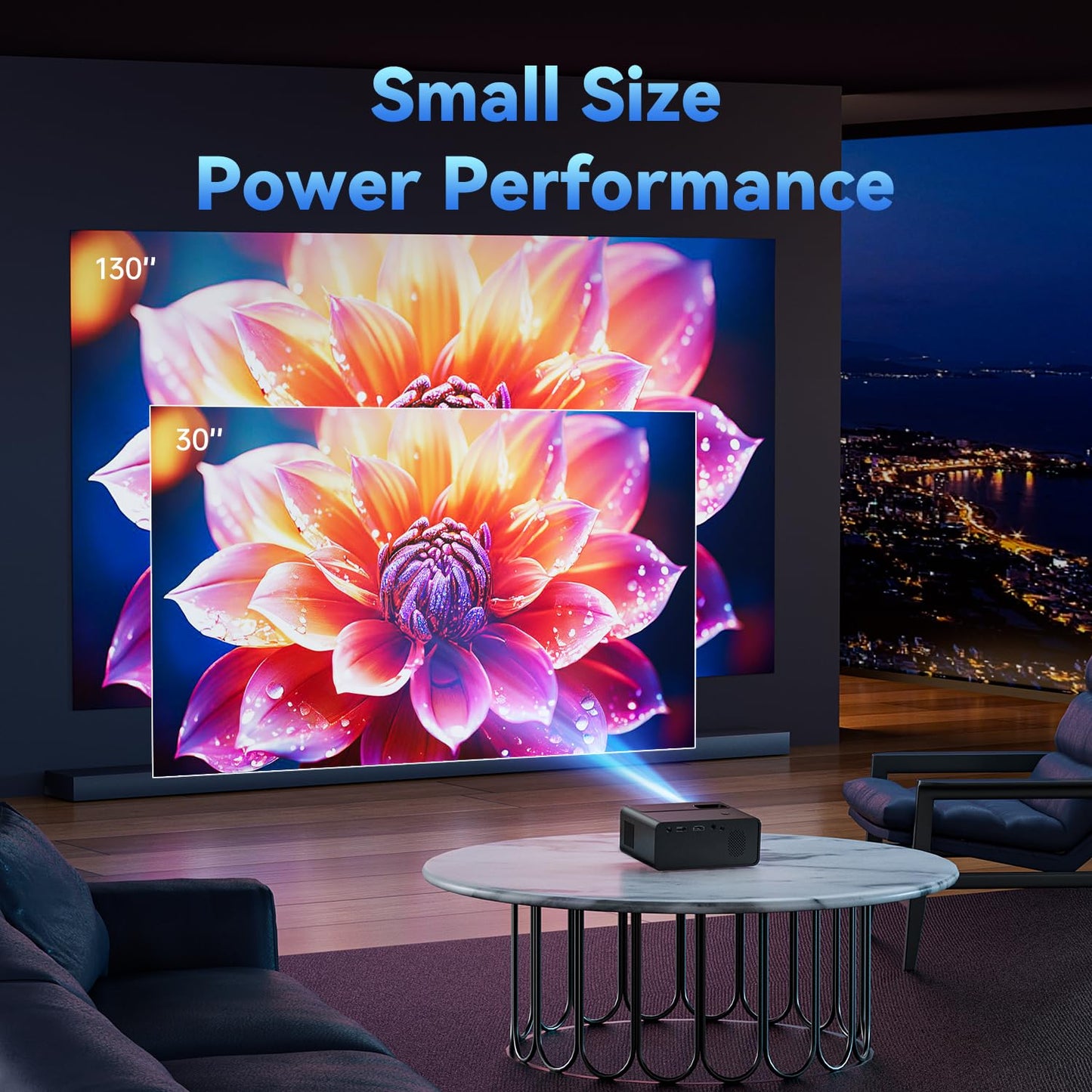 Einyoumily Portable Mini Projector – 15000 Lumens, Full HD 1080P Supported, Home Theater Projector up to 130", Compatible with iOS, Android, HDMI, USB, and TV Stick
