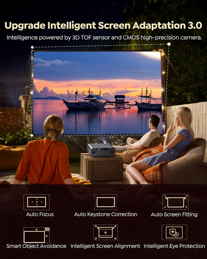 WiMiUS P62 PRO Projector | Auto Focus & Keystone, WiFi 6 & Bluetooth, Portable Home Cinema