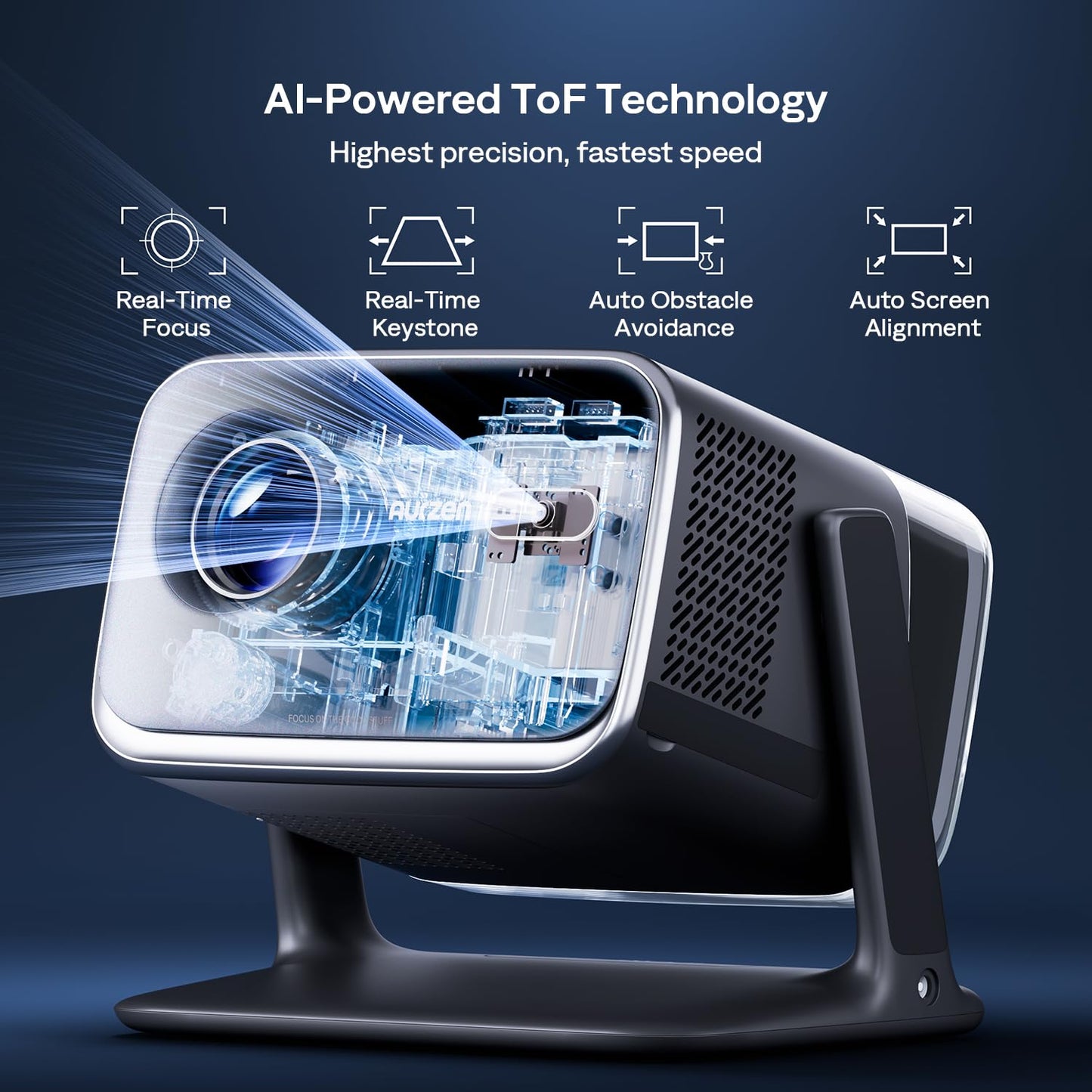 Aurzen BOOM Mini 1080P Smart Projector – 4K, Auto Focus, Dolby Audio