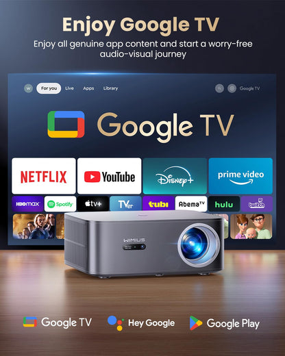 WiMiUS K13 4K Smart Projector – 1200 ANSI, Google TV, WiFi 6 & Bluetooth