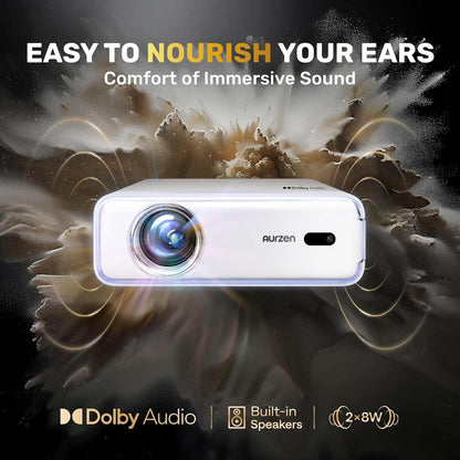 Aurzen Eazze D1 Smart Projector – 1080P Native, 4K Supported, HDR10, Dolby Audio