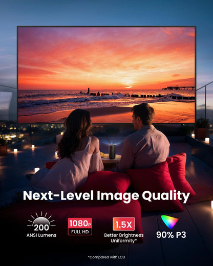 NEBULA Capsule 3 Mini Projector – 1080p Portable Projector with Google TV, Built-In Netflix, Dolby Digital, 120″ Display, 2.5-Hour Battery
