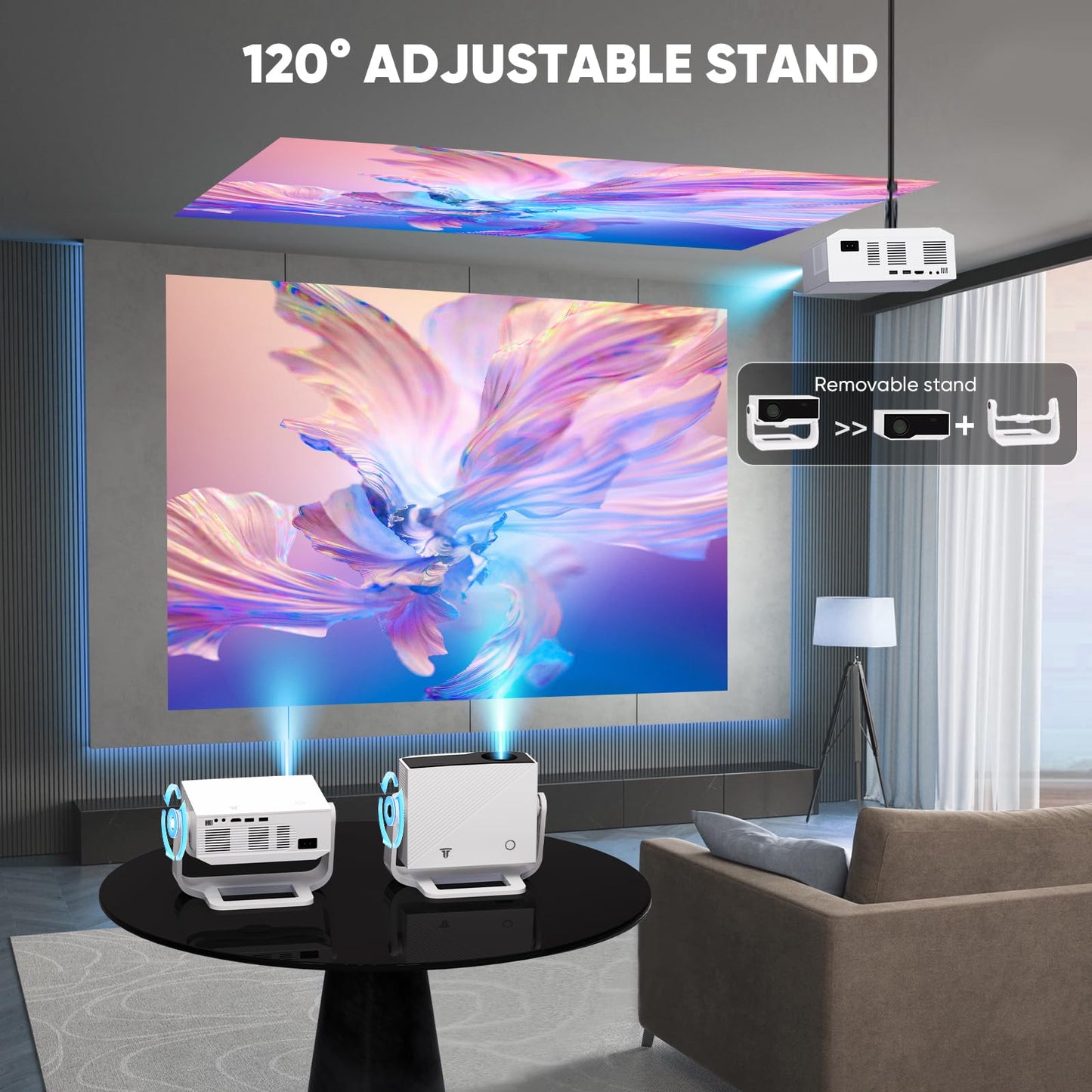 Wielio Smart Projector – 1080P FHD, 4K Supported, WiFi 6 & Bluetooth, Auto Keystone