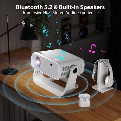 Wielio 2025 Smart Projector | Android 11, 1080P Native, 4K Supported, 680 ANSI Lumens, WiFi 6, Bluetooth 5.2, Low Noise