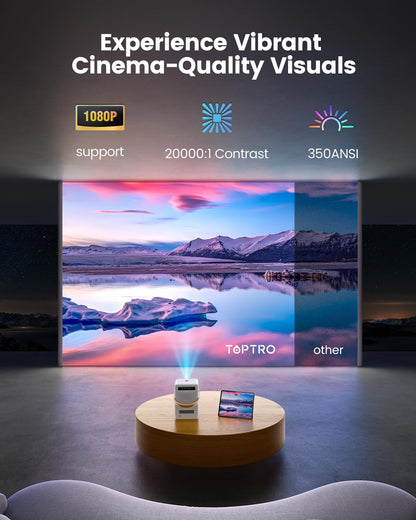 TOPTRO B1 1080P Mini Projector – Home & Outdoor Cinema, Netflix & Disney+