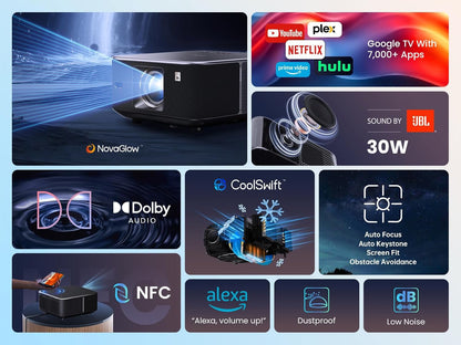 Yaber K3 Smart Projector | Google TV 11.0, 7000+ Apps, 1080P FHD, WiFi6, Bluetooth, Dolby Audio & JBL Sound