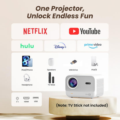 Yaber L2s Portable 1080P Projector | WiFi 6, Bluetooth, 16W JBL Speakers, Auto Focus, Vertical Keystone, 50%-100% Zoom, Home & Bedroom Projector