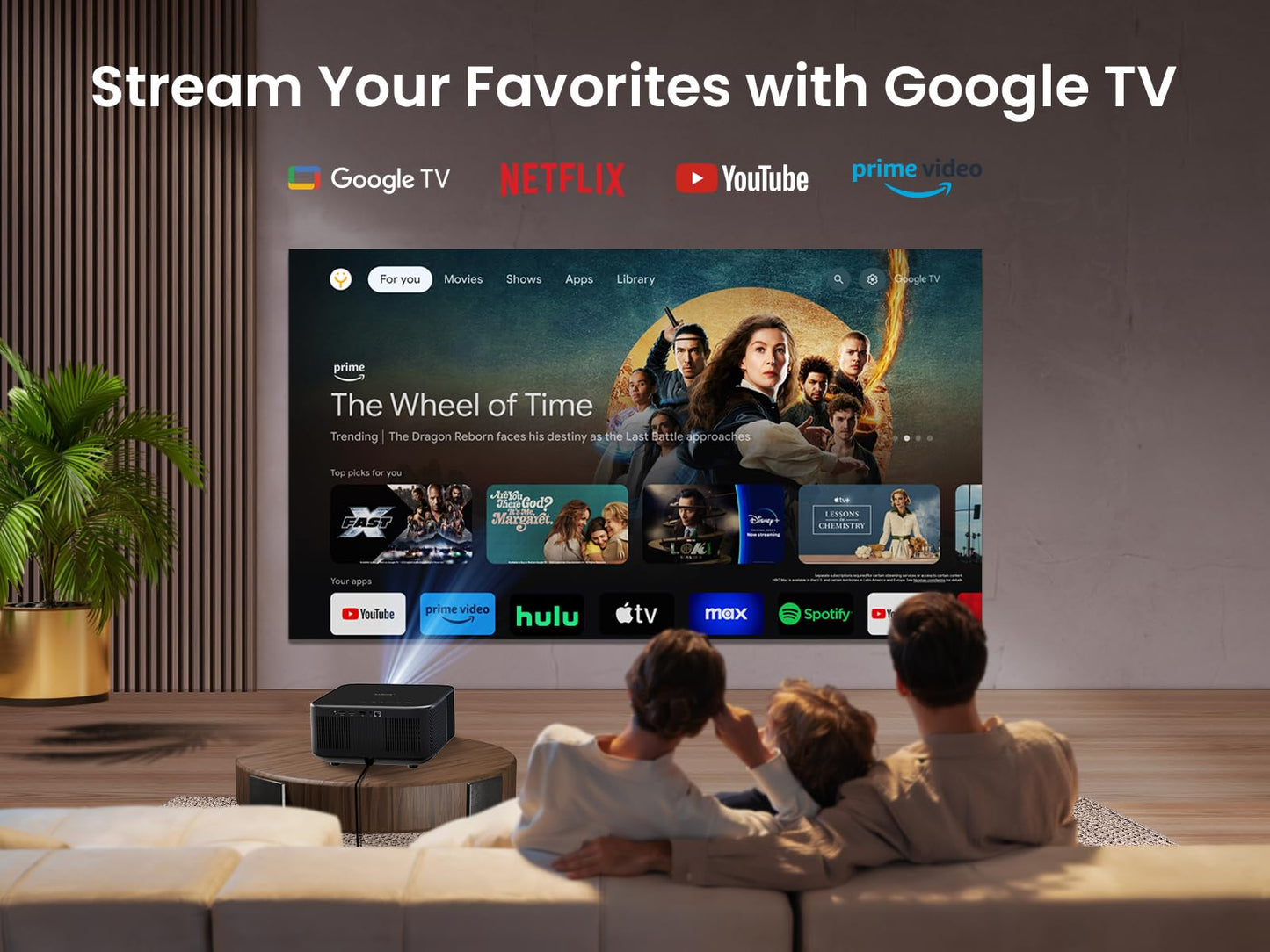 Yaber K3 Smart Projector | Google TV 11.0, 7000+ Apps, 1080P FHD, WiFi6, Bluetooth, Dolby Audio & JBL Sound
