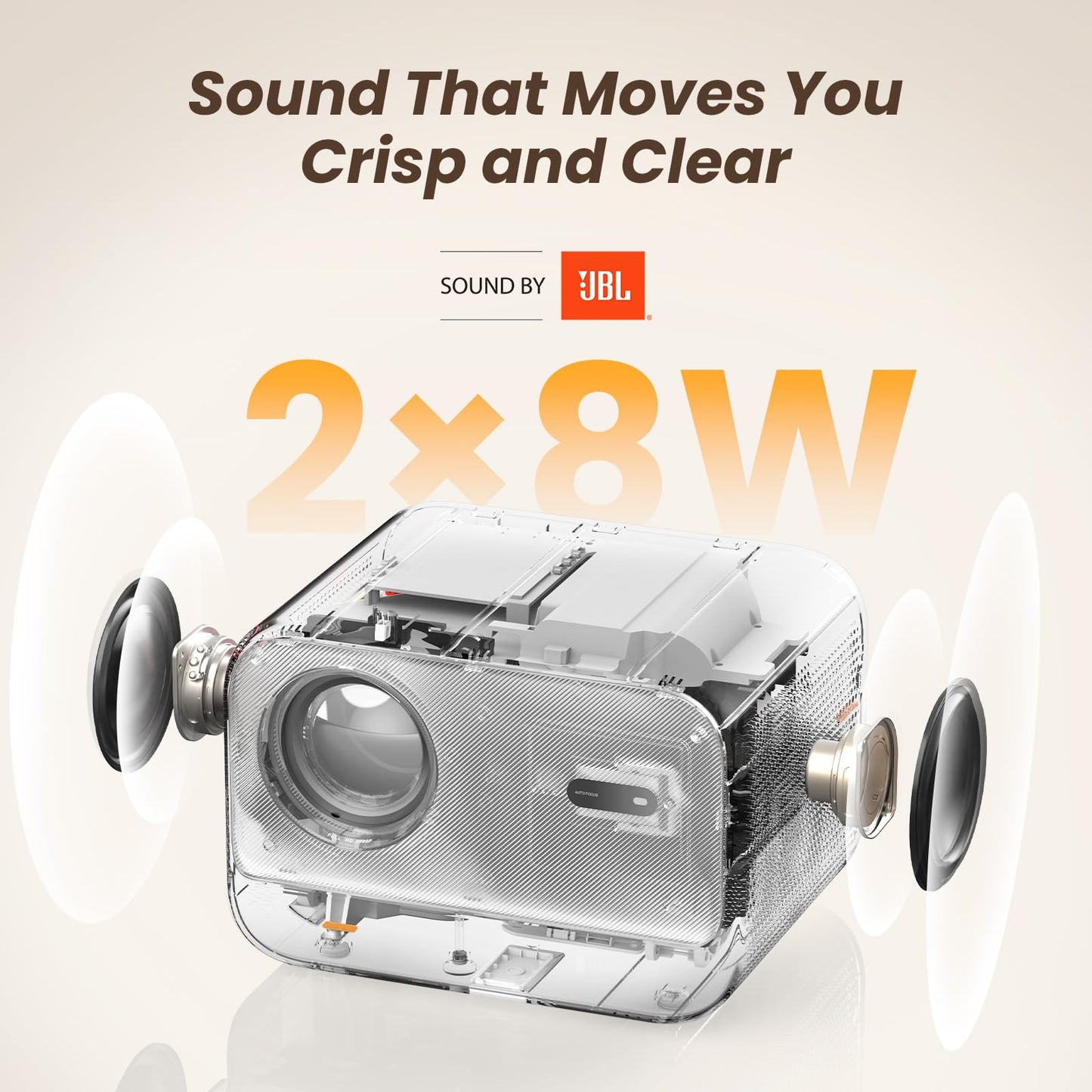 Yaber L2s Portable 1080P Projector | WiFi 6, Bluetooth, 16W JBL Speakers, Auto Focus, Vertical Keystone, 50%-100% Zoom, Home & Bedroom Projector