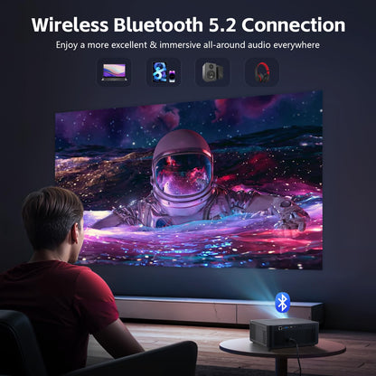 INMOZATA M8-E Smart Projector – 1080P Full HD, 4K Support, WiFi 6 & Bluetooth