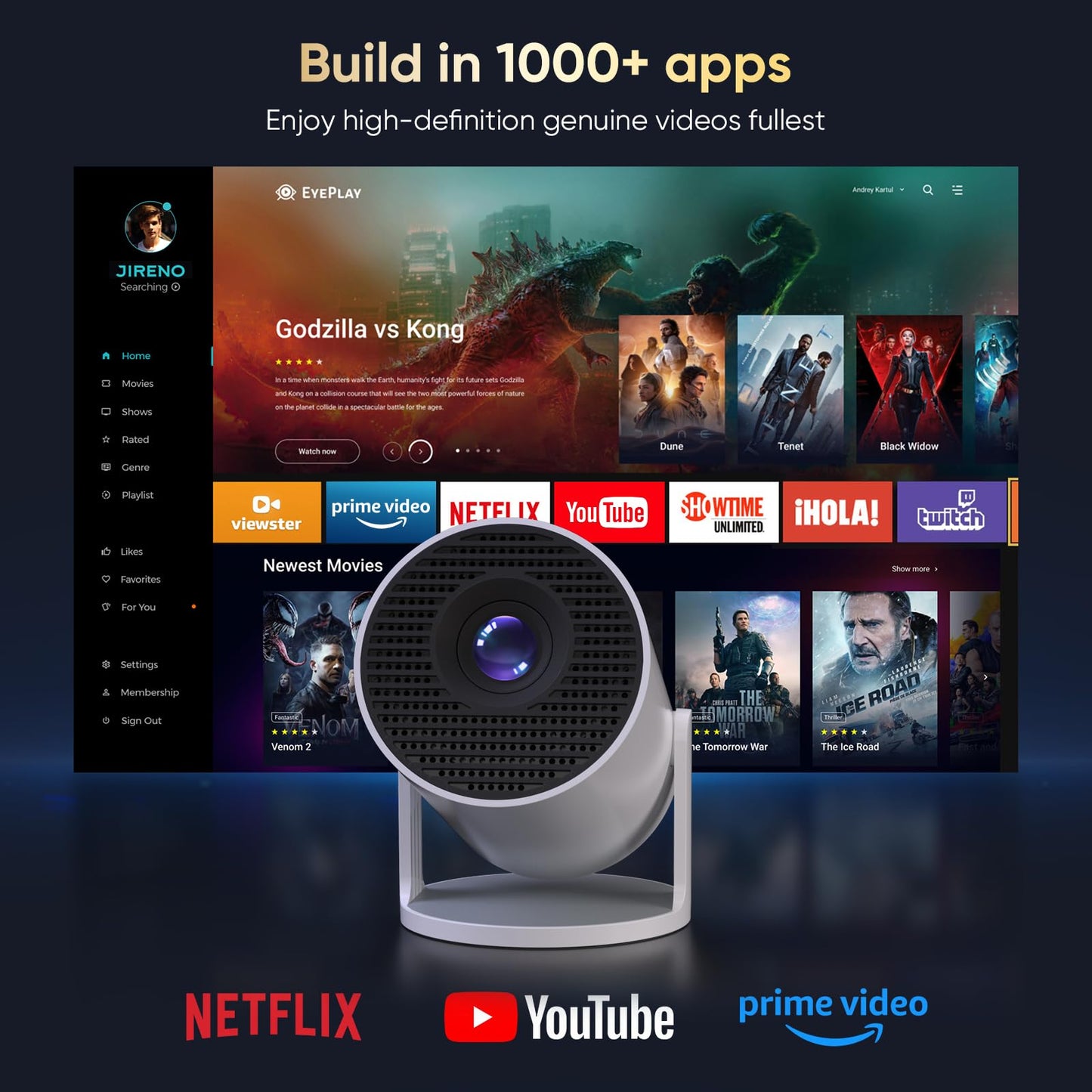 Wielio 2025 1080P Mini Projector – iOS, Android, PS5, Switch & Xbox Compatible