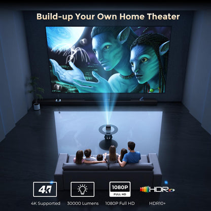 AMEELA 1080P Native 4K Projector – Dolby Audio, Built-In Apps, Home & Outdoor Cinema