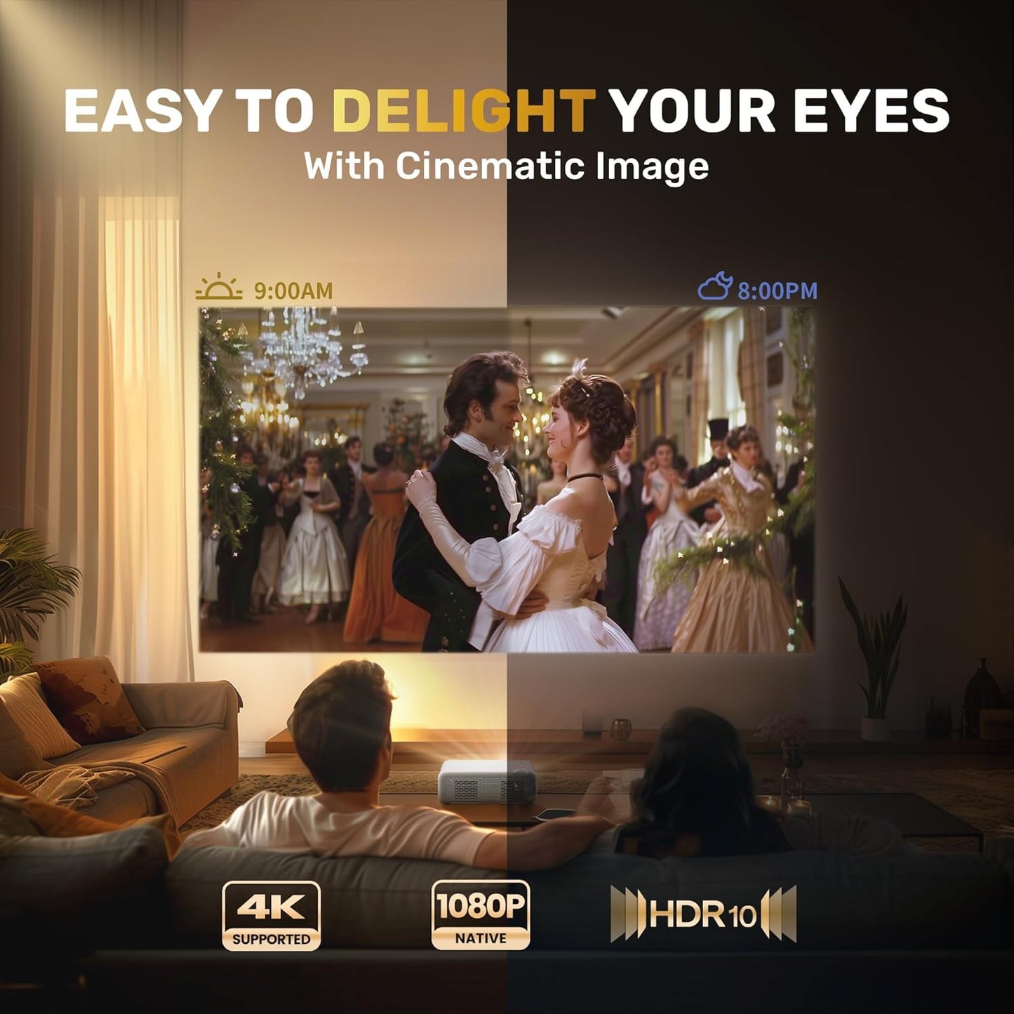Aurzen Eazze D1 Smart Projector – 1080P Native, 4K Supported, HDR10, Dolby Audio