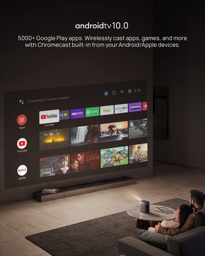 XGIMI Halo+ 1080P Portable Projector | 4K Supported, 700 ISO Lumens, Harman Kardon Audio, Auto Focus & Keystone, Android TV 10, WiFi & Bluetooth