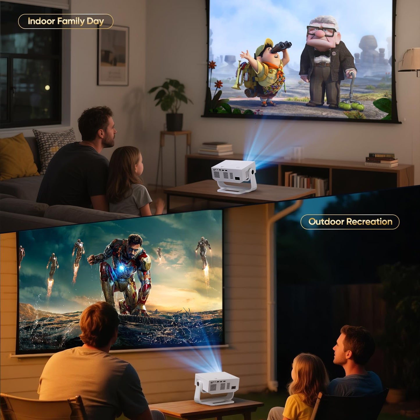 Wielio Smart Projector – 1080P FHD, 4K Supported, WiFi 6 & Bluetooth, Auto Keystone