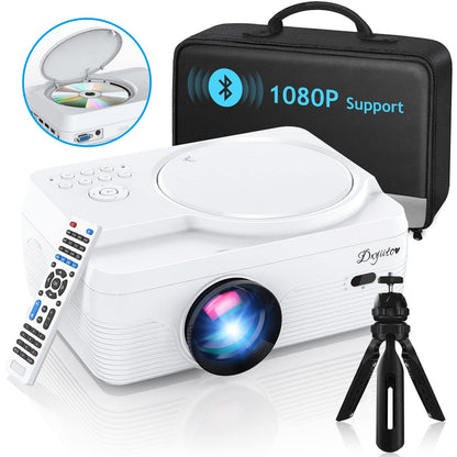 Dxyiitoo Full HD Projector – Portable Home Theater, Bluetooth, DVD Included