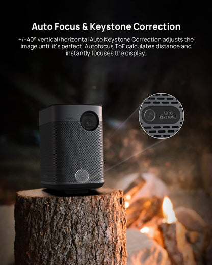 XGIMI Halo+ 1080P Portable Projector | 4K Supported, 700 ISO Lumens, Harman Kardon Audio, Auto Focus & Keystone, Android TV 10, WiFi & Bluetooth
