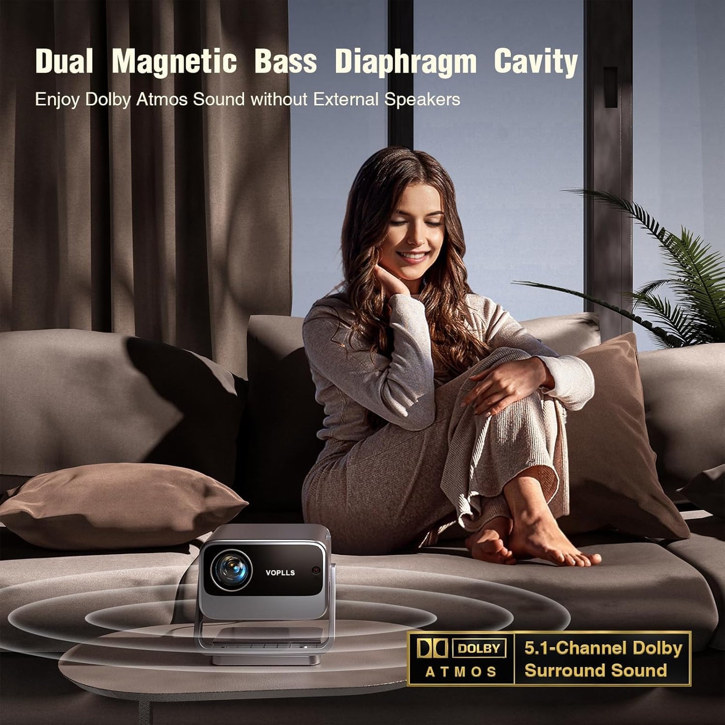 VOPLLS 4K Projector | WiFi 6, Bluetooth 5.2, Full HD 1080P, Portable