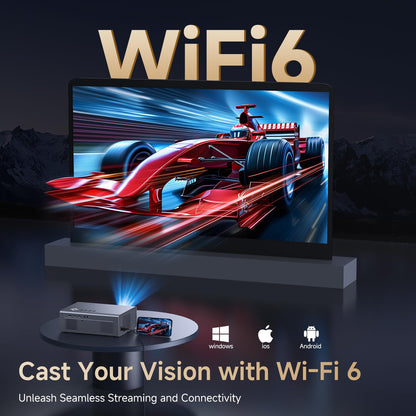 KOGATA GC357 4K Smart Projector – Native 1080P, Netflix & HDR10, AI Auto-Focus, 6D Keystone, WiFi 6 & Bluetooth 5.3, Indoor & Outdoor Home Cinema