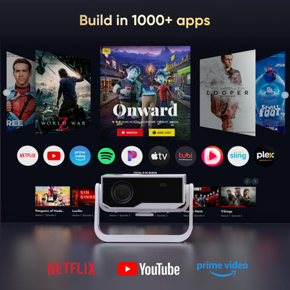 Wielio Smart Projector – 1080P FHD, 4K Supported, WiFi 6 & Bluetooth, Auto Keystone