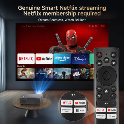 KOGATA GC357 4K Smart Projector – Native 1080P, Netflix & HDR10, AI Auto-Focus, 6D Keystone, WiFi 6 & Bluetooth 5.3, Indoor & Outdoor Home Cinema